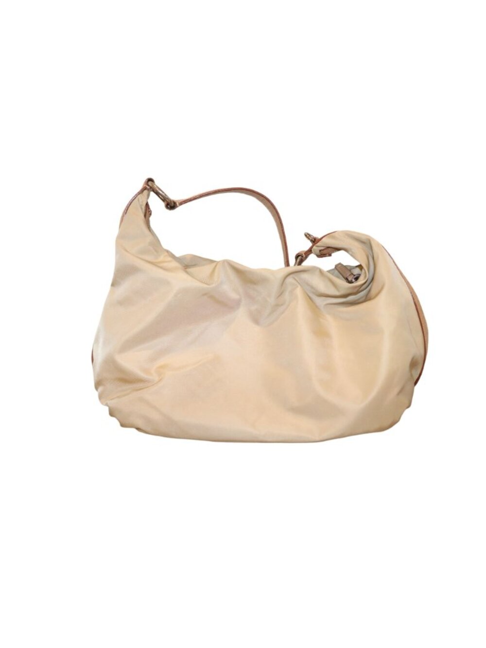 Prada Tessuto Beige Nylon & Patent Leather Hobo Shoulder Bag with COA - Picture 5 of 11